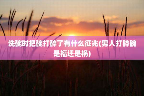 洗碗时把碗打碎了有什么征兆(男人打碎碗是福还是祸)