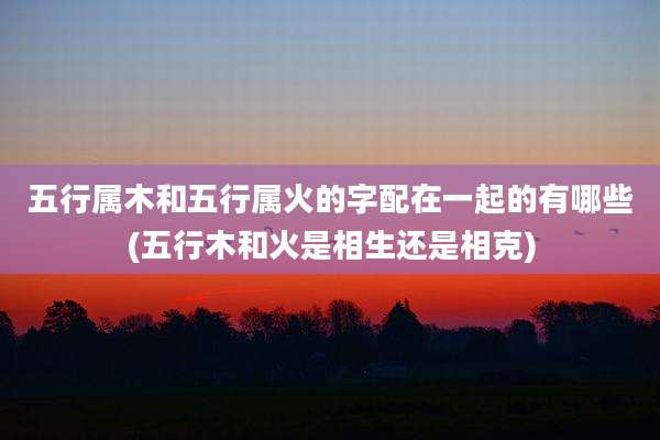 五行属木和五行属火的字配在一起的有哪些(五行木和火是相生还是相克)