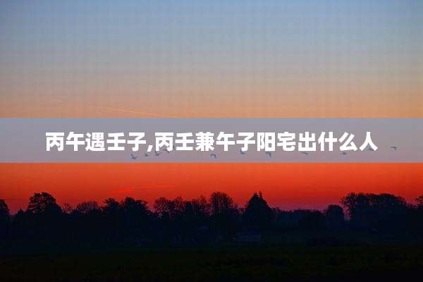 丙午遇壬子,丙壬兼午子阳宅出什么人