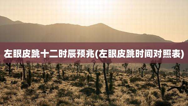 左眼皮跳十二时辰预兆(左眼皮跳时间对照表)