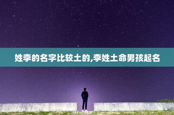 姓李的名字比较土的,李姓土命男孩起名