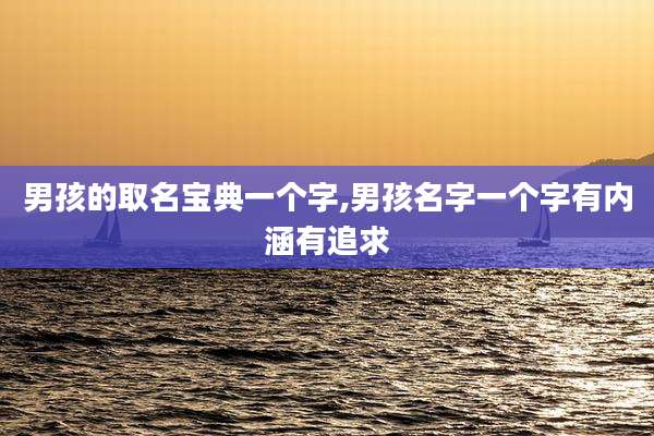男孩的取名宝典一个字,男孩名字一个字有内涵有追求