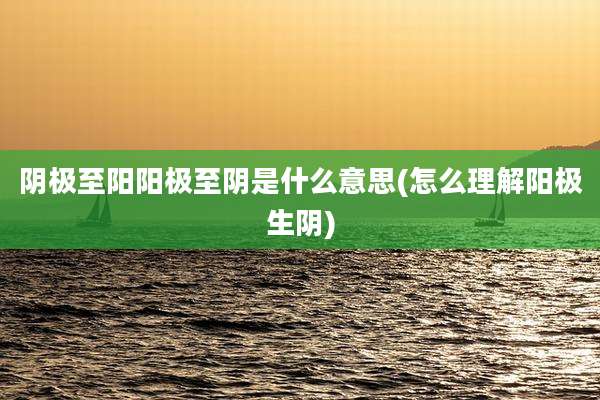 阴极至阳阳极至阴是什么意思(怎么理解阳极生阴)