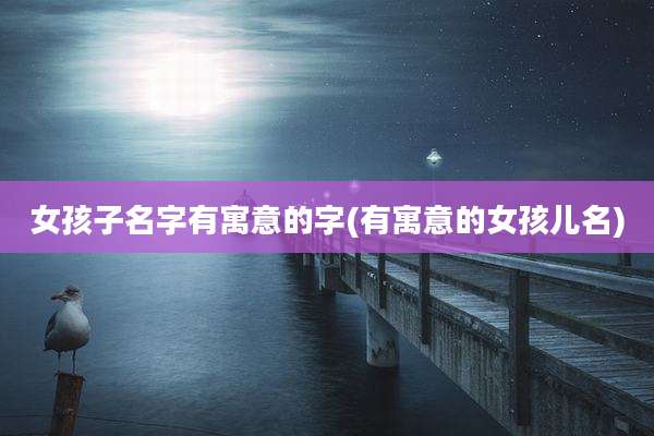 女孩子名字有寓意的字(有寓意的女孩儿名)