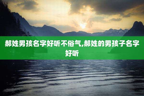 郝姓男孩名字好听不俗气,郝姓的男孩子名字好听