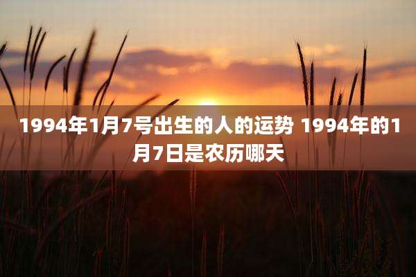 1994年1月7号出生的人的运势 1994年的1月7日是农历哪天
