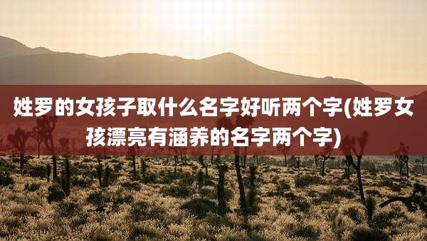 姓罗的女孩子取什么名字好听两个字(姓罗女孩漂亮有涵养的名字两个字)