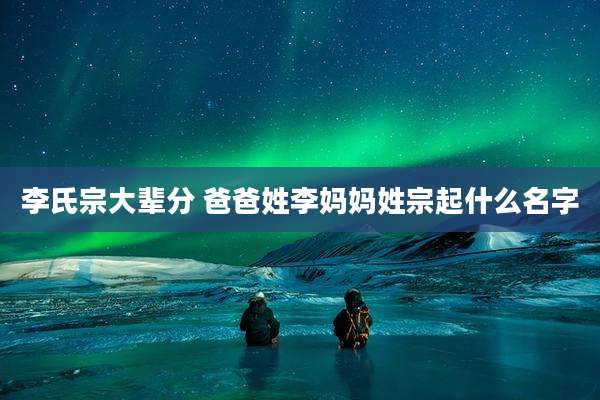 李氏宗大辈分 爸爸姓李妈妈姓宗起什么名字