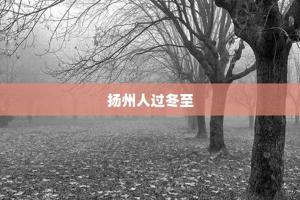 扬州人过冬至