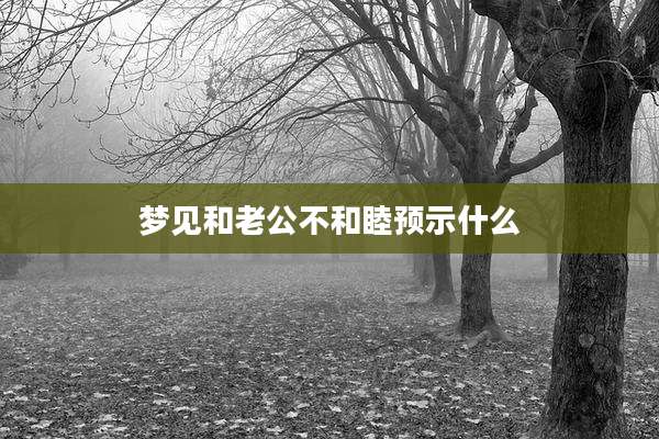 梦见和老公不和睦预示什么