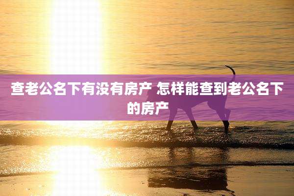 查老公名下有没有房产 怎样能查到老公名下的房产