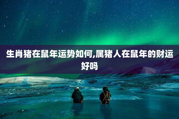 生肖猪在鼠年运势如何,属猪人在鼠年的财运好吗