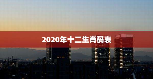 2020年十二生肖码表