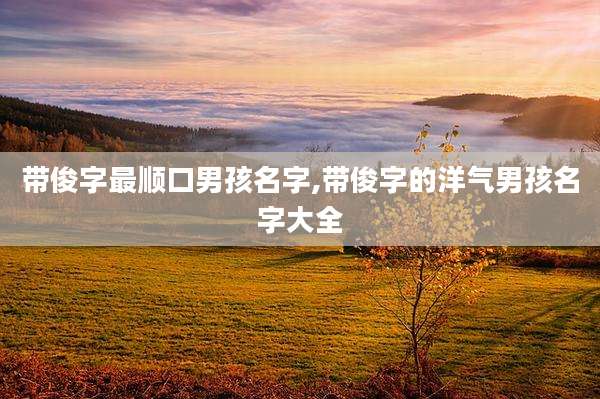 带俊字最顺口男孩名字,带俊字的洋气男孩名字大全