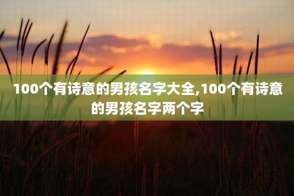 100个有诗意的男孩名字大全,100个有诗意的男孩名字两个字