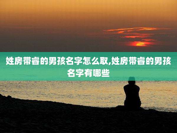 姓房带睿的男孩名字怎么取,姓房带睿的男孩名字有哪些