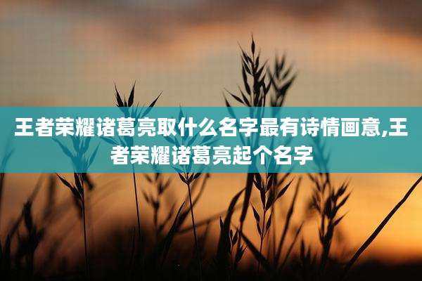 王者荣耀诸葛亮取什么名字最有诗情画意,王者荣耀诸葛亮起个名字