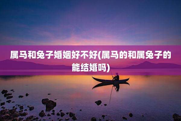 属马和兔子婚姻好不好(属马的和属兔子的能结婚吗)
