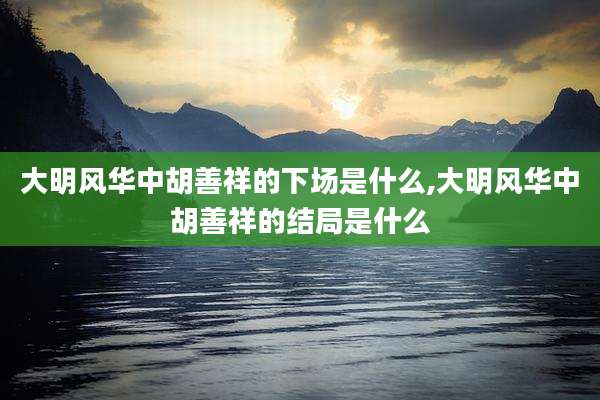 大明风华中胡善祥的下场是什么,大明风华中胡善祥的结局是什么