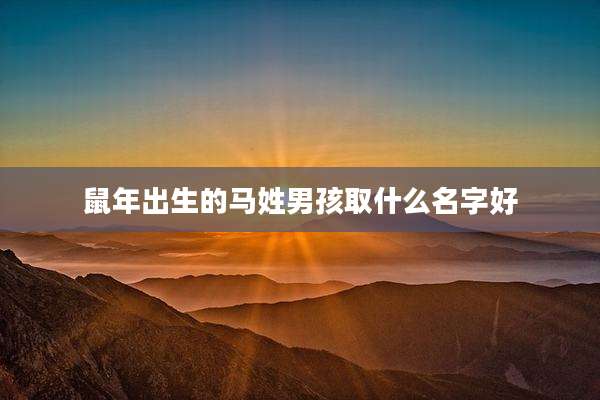 鼠年出生的马姓男孩取什么名字好