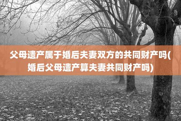 父母遗产属于婚后夫妻双方的共同财产吗(婚后父母遗产算夫妻共同财产吗)