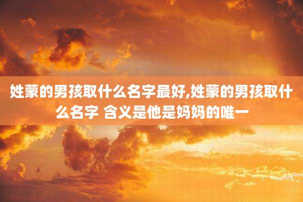 姓蒙的男孩取什么名字最好,姓蒙的男孩取什么名字 含义是他是妈妈的唯一