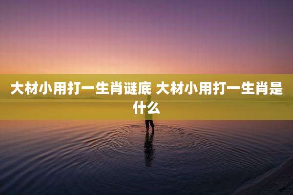 大材小用打一生肖谜底 大材小用打一生肖是什么