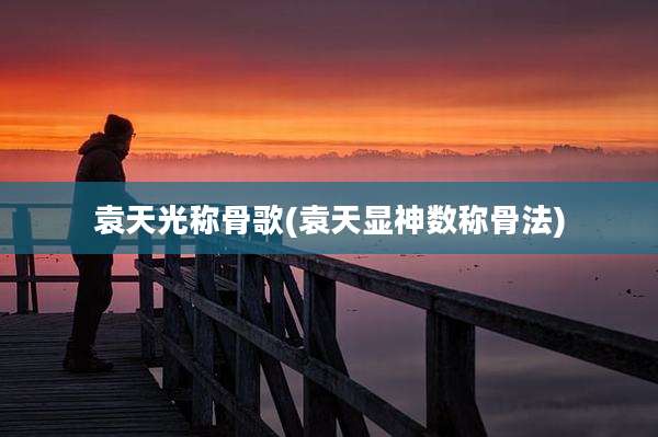 袁天光称骨歌(袁天显神数称骨法)