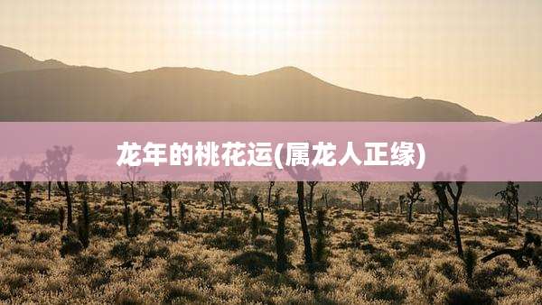 龙年的桃花运(属龙人正缘)