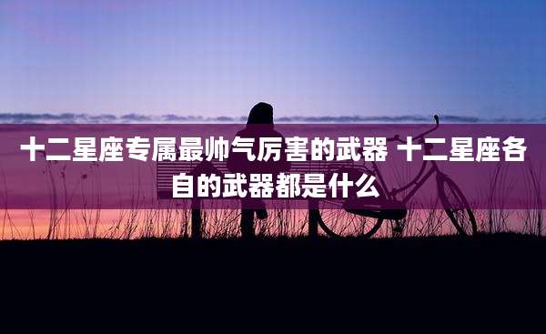 十二星座专属最帅气厉害的武器 十二星座各自的武器都是什么