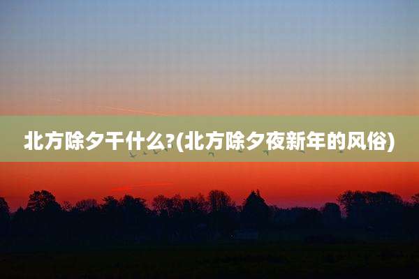 北方除夕干什么?(北方除夕夜新年的风俗)