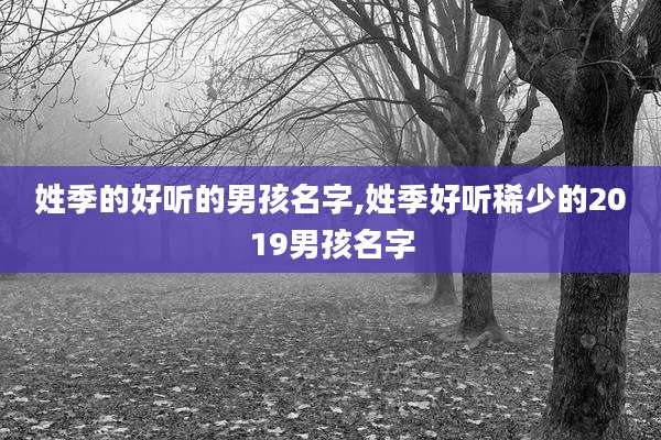 姓季的好听的男孩名字,姓季好听稀少的2019男孩名字