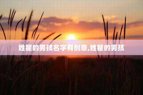 姓翟的男孩名字有创意,姓翟的男孩