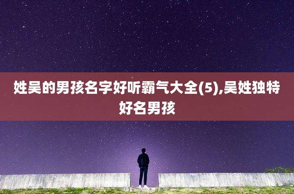 姓吴的男孩名字好听霸气大全(5),吴姓独特好名男孩