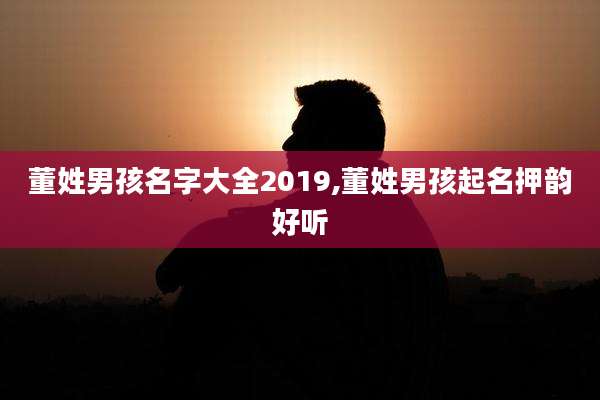董姓男孩名字大全2019,董姓男孩起名押韵好听