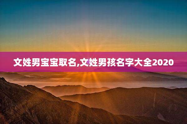 文姓男宝宝取名,文姓男孩名字大全2020