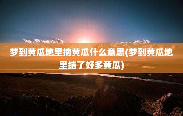 梦到黄瓜地里摘黄瓜什么意思(梦到黄瓜地里结了好多黄瓜)