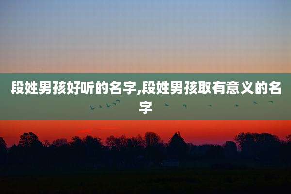 段姓男孩好听的名字,段姓男孩取有意义的名字