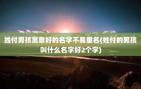 姓付男孩寓意好的名字不易重名(姓付的男孩叫什么名字好2个字)