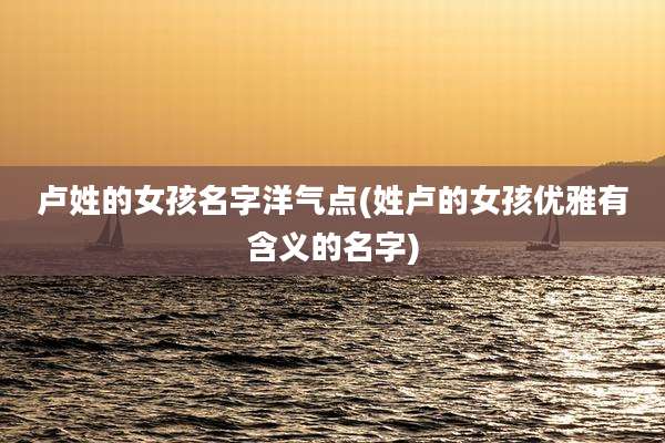 卢姓的女孩名字洋气点(姓卢的女孩优雅有含义的名字)