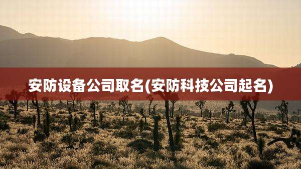 安防设备公司取名(安防科技公司起名)