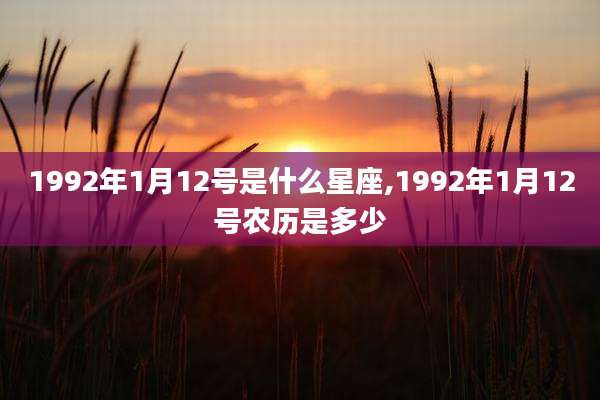 1992年1月12号是什么星座,1992年1月12号农历是多少