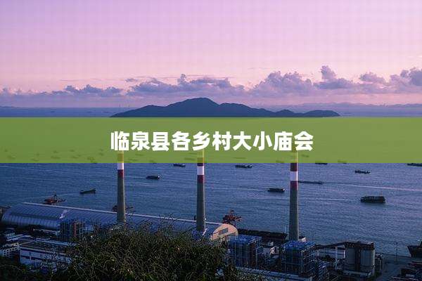 临泉县各乡村大小庙会