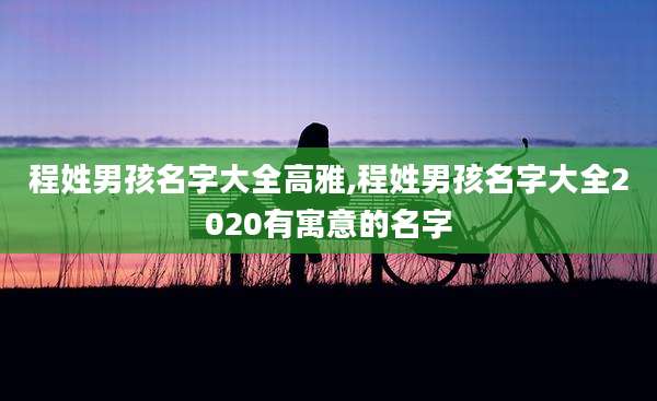程姓男孩名字大全高雅,程姓男孩名字大全2020有寓意的名字