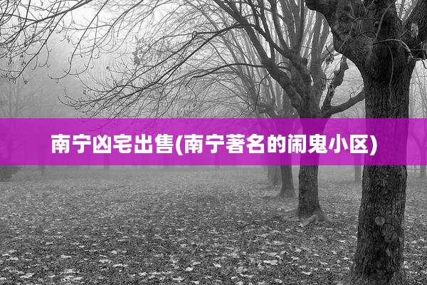 南宁凶宅出售(南宁著名的闹鬼小区)