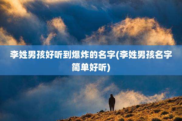 李姓男孩好听到爆炸的名字(李姓男孩名字简单好听)