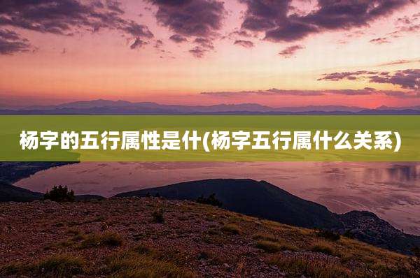 杨字的五行属性是什(杨字五行属什么关系)