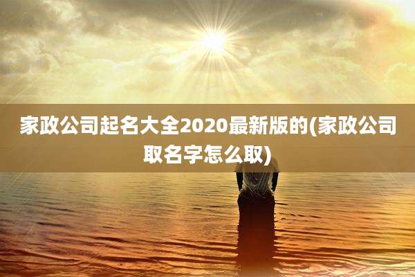 家政公司起名大全2020最新版的(家政公司取名字怎么取)