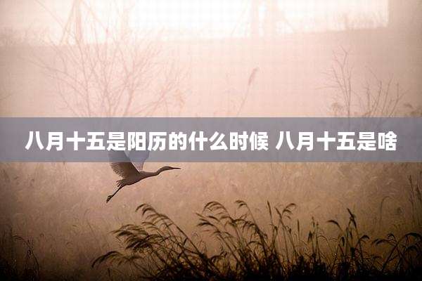 八月十五是阳历的什么时候 八月十五是啥