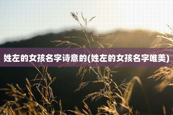 姓左的女孩名字诗意的(姓左的女孩名字唯美)